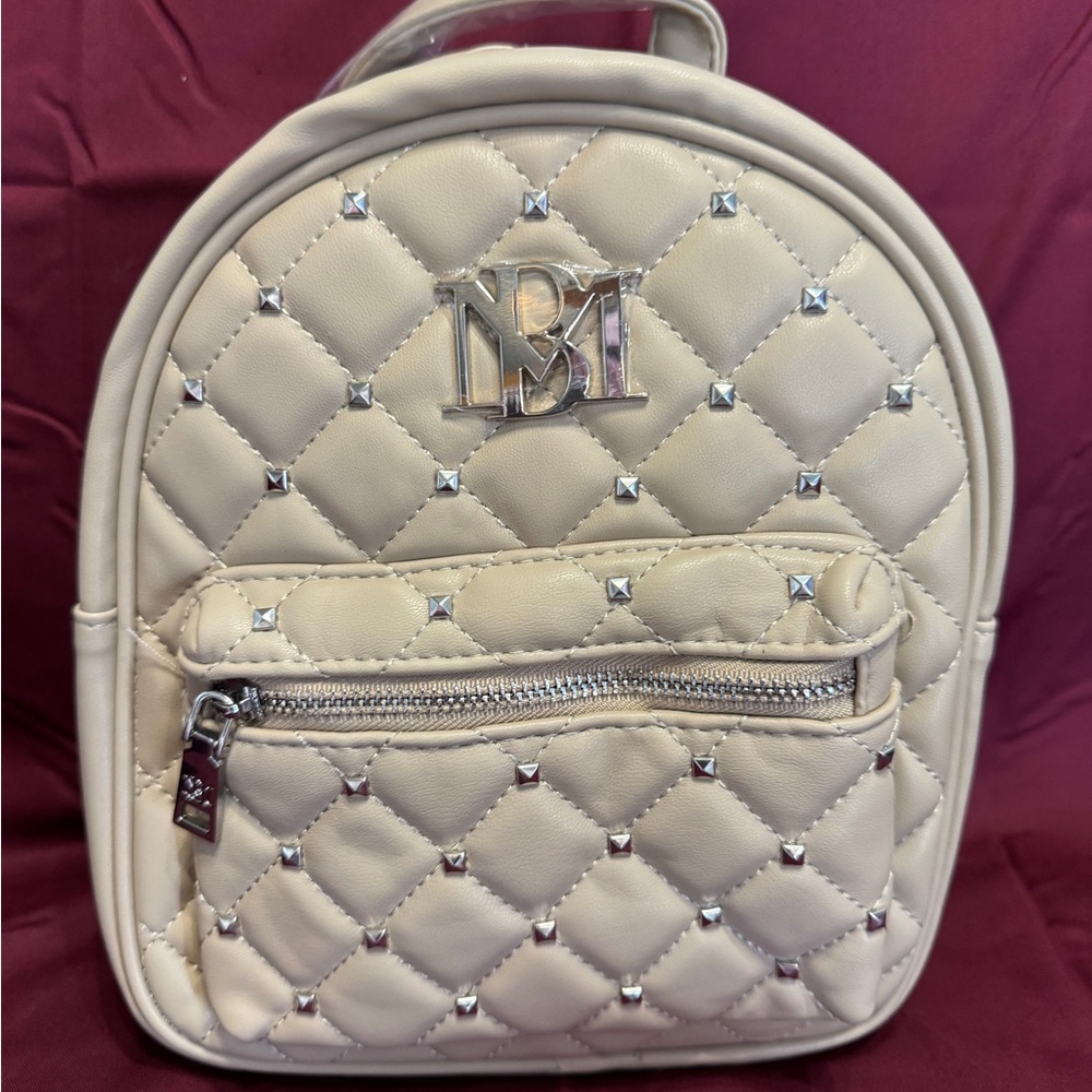 Quilted Beige Mini Backpack with Stud Detail Badgley Mischa NWT